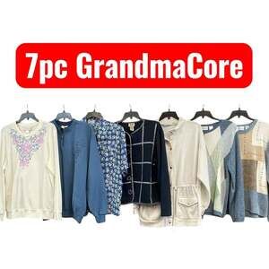 7pc Grandmacore Vintage Bundle Assorted Sweaters Tops Size L